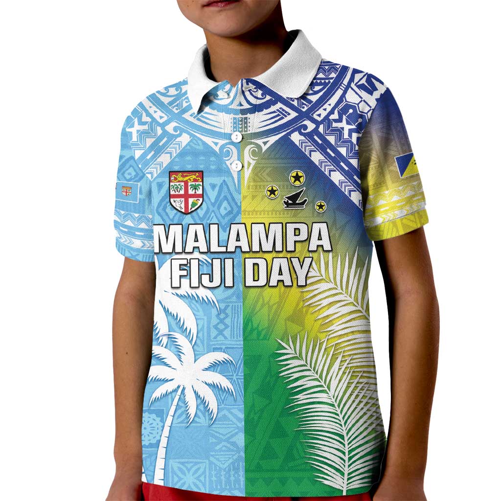 Personalised Happy Malampa Fiji Day Kid Polo Shirt Half Mix Style