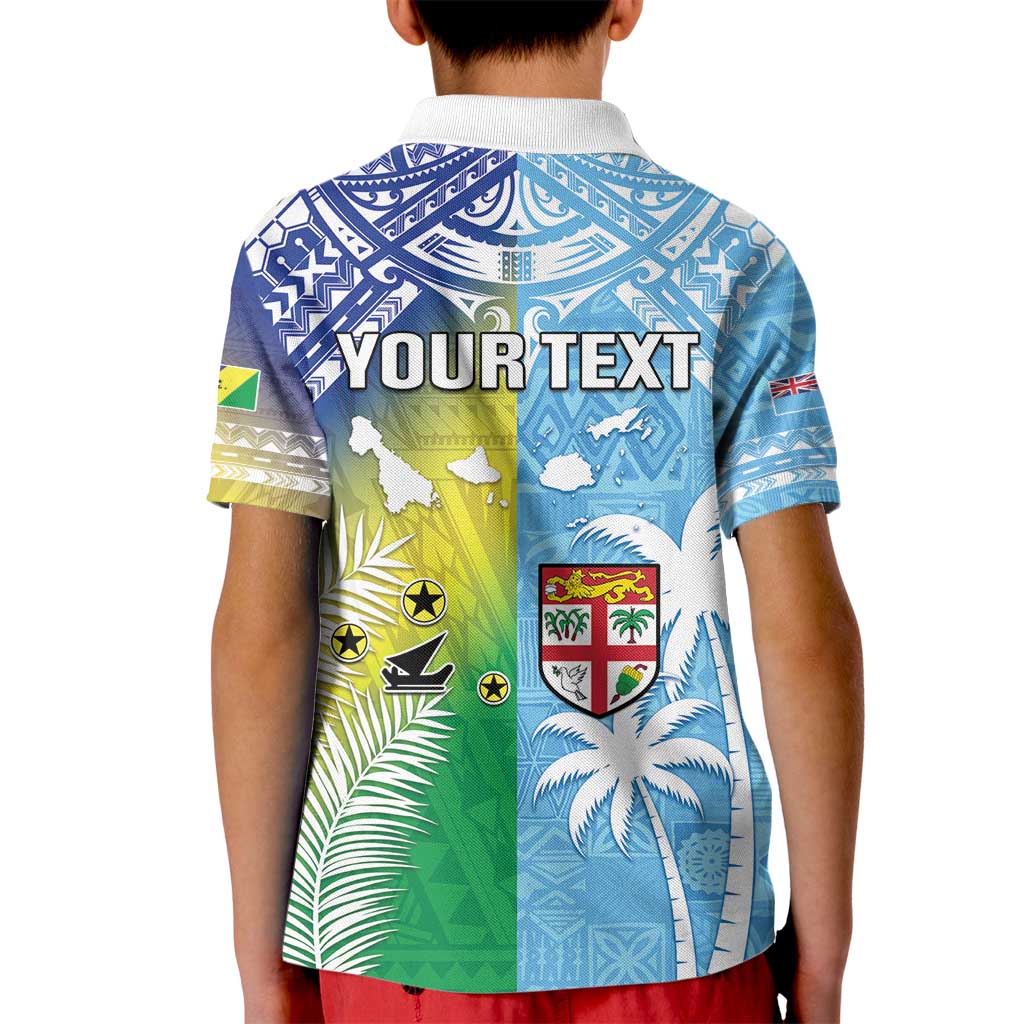 Personalised Happy Malampa Fiji Day Kid Polo Shirt Half Mix Style