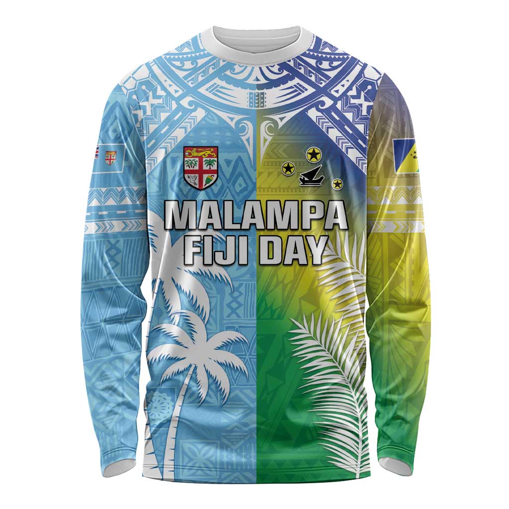 Personalised Happy Malampa Fiji Day Long Sleeve Shirt Half Mix Style