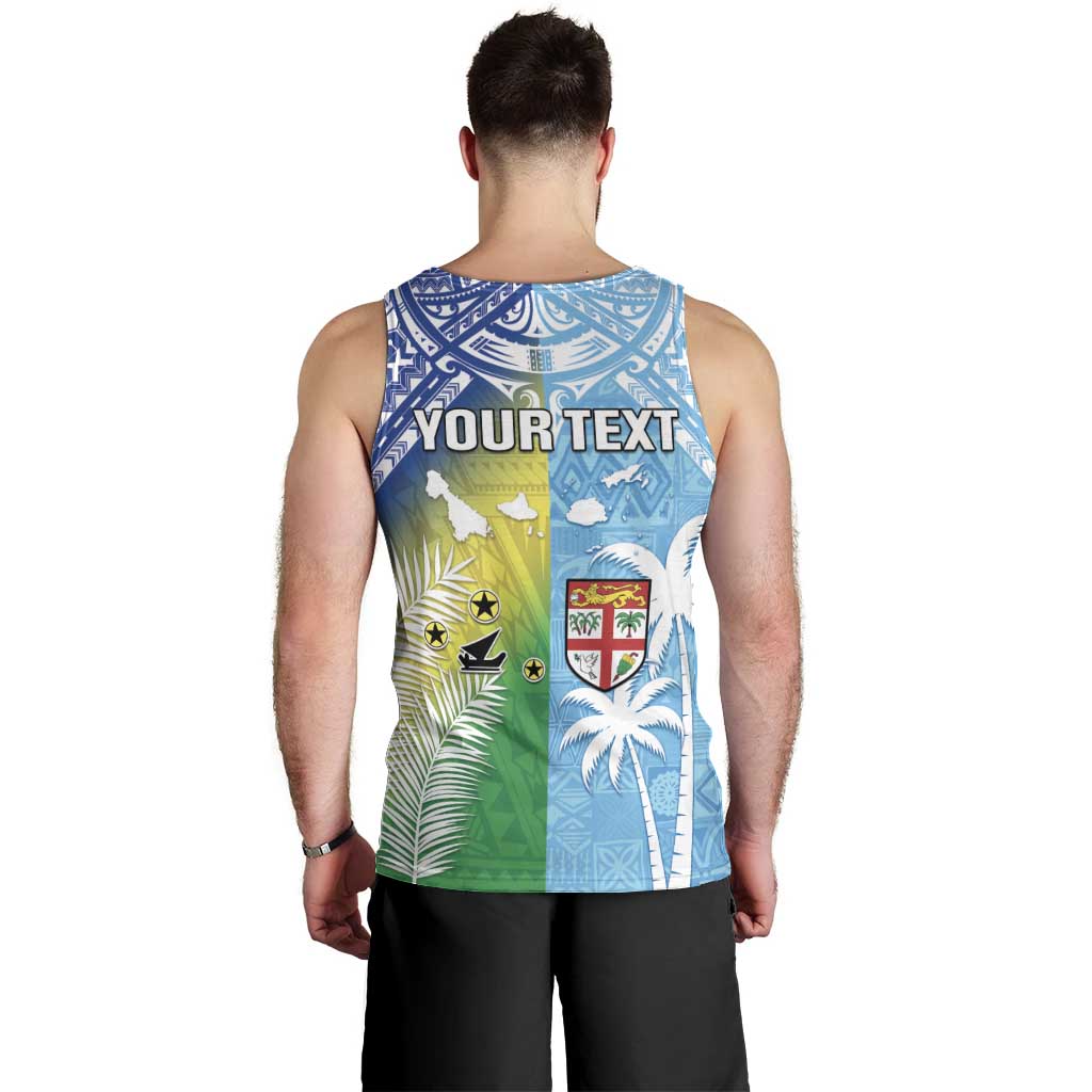 Personalised Happy Malampa Fiji Day Men Tank Top Half Mix Style LT05 - Polynesian Pride