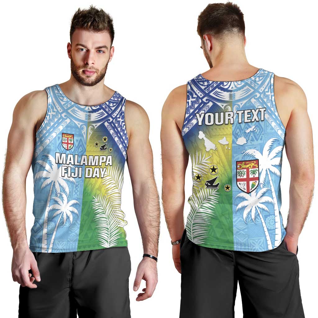 Personalised Happy Malampa Fiji Day Men Tank Top Half Mix Style LT05 - Polynesian Pride