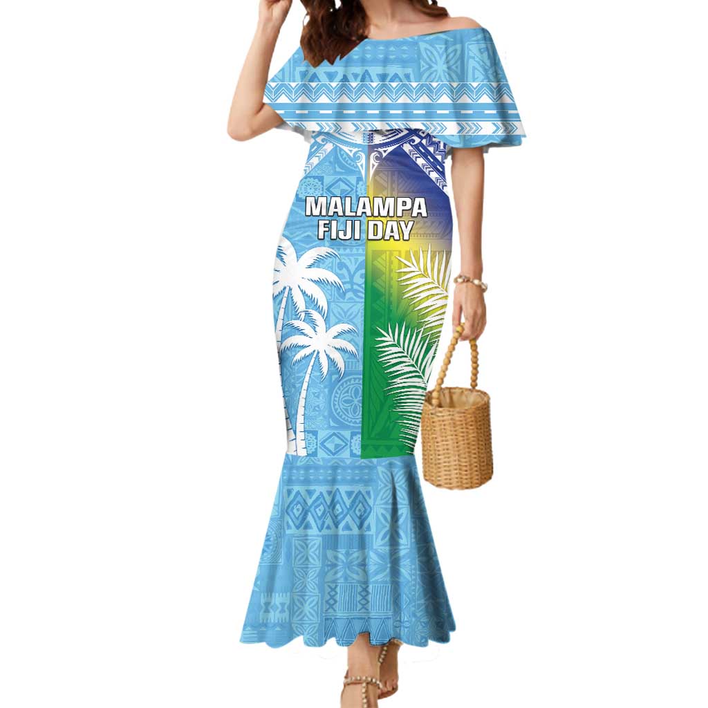 Personalised Happy Malampa Fiji Day Mermaid Dress Half Mix Style