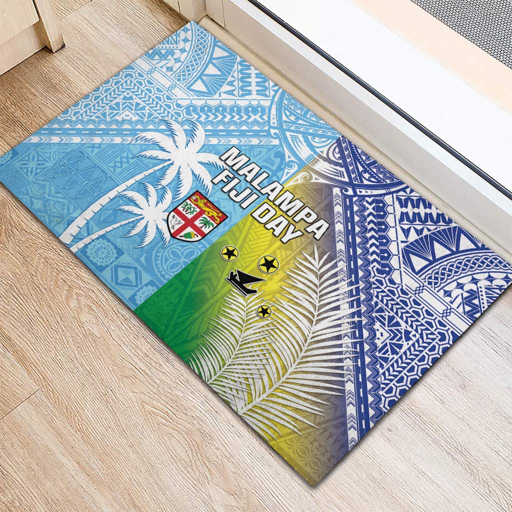 Happy Malampa Fiji Day Rubber Doormat Half Mix Style LT05 - Polynesian Pride