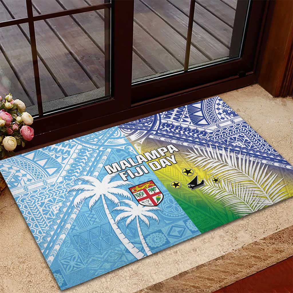 Happy Malampa Fiji Day Rubber Doormat Half Mix Style LT05 - Polynesian Pride