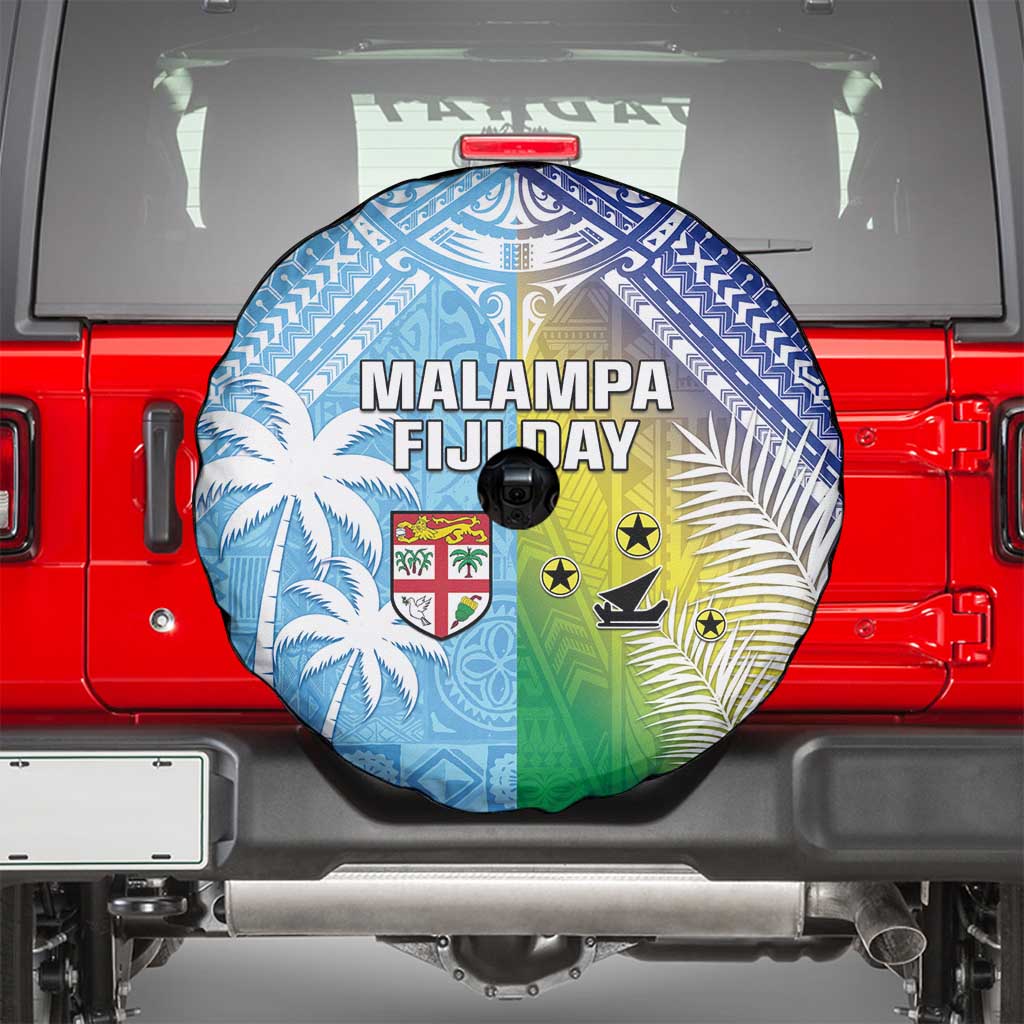 Happy Malampa Fiji Day Spare Tire Cover Half Mix Style LT05 - Polynesian Pride