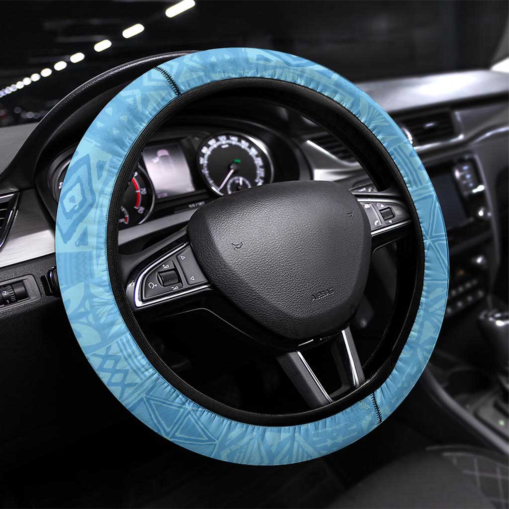Happy Malampa Fiji Day Steering Wheel Cover Half Mix Style LT05 Universal Fit Blue - Polynesian Pride