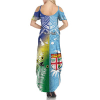 Personalised Happy Malampa Fiji Day Summer Maxi Dress Half Mix Style LT05 - Polynesian Pride