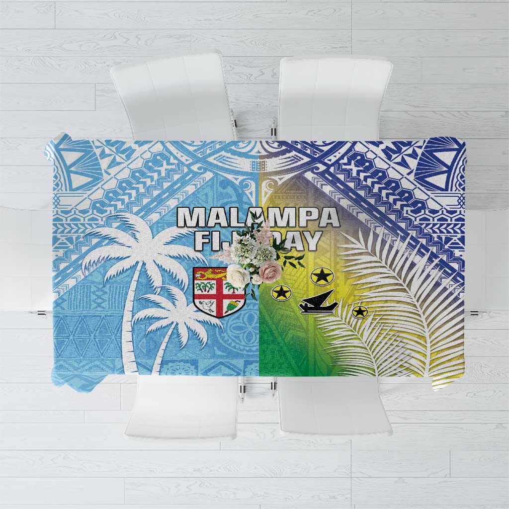 Happy Malampa Fiji Day Tablecloth Half Mix Style LT05 Blue - Polynesian Pride
