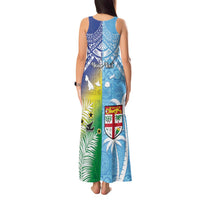 Personalised Happy Malampa Fiji Day Tank Maxi Dress Half Mix Style LT05 - Polynesian Pride