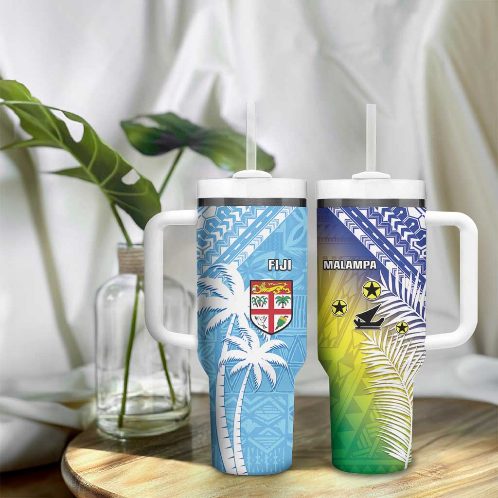Happy Malampa Fiji Day Tumbler With Handle Half Mix Style LT05 - Polynesian Pride