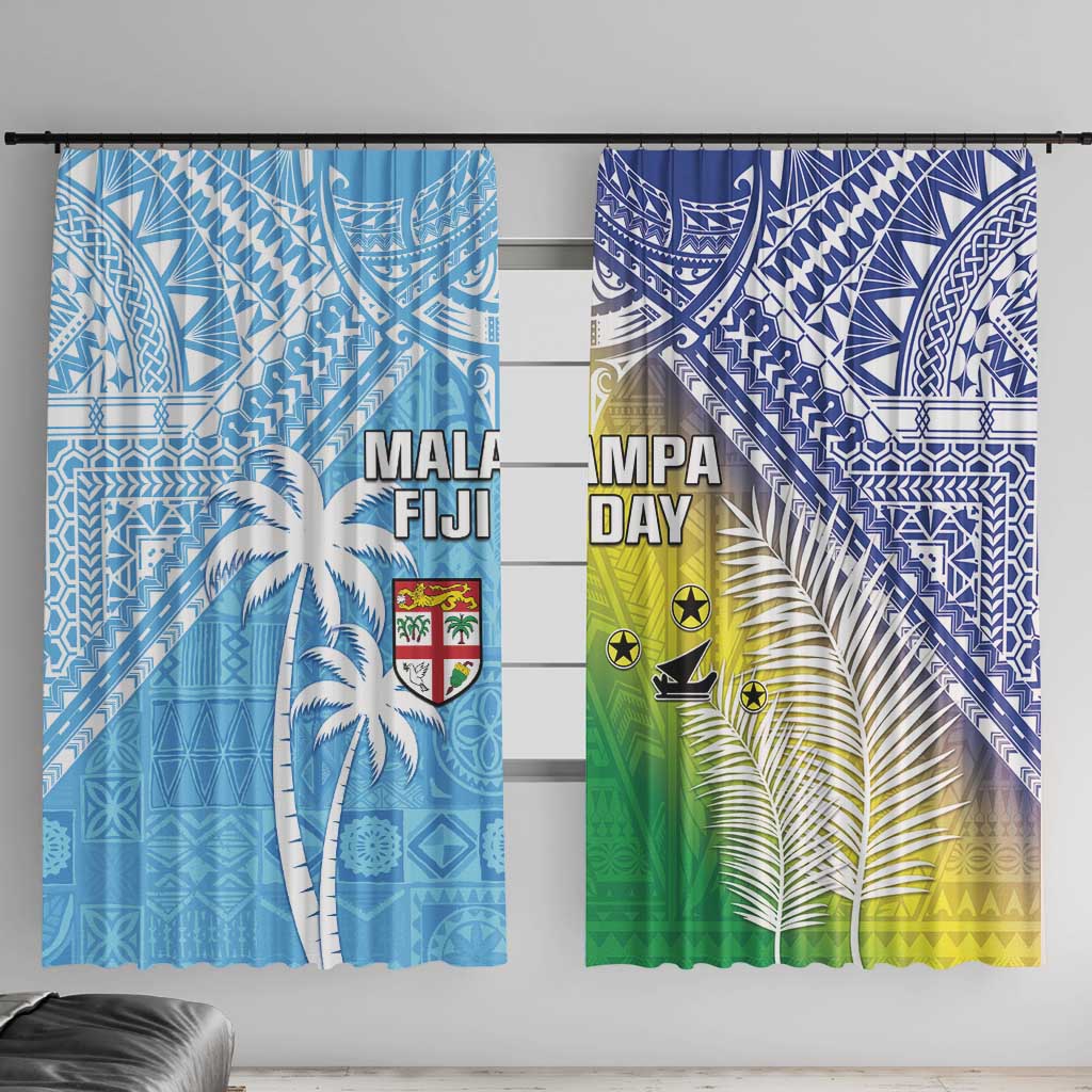 Happy Malampa Fiji Day Window Curtain Half Mix Style