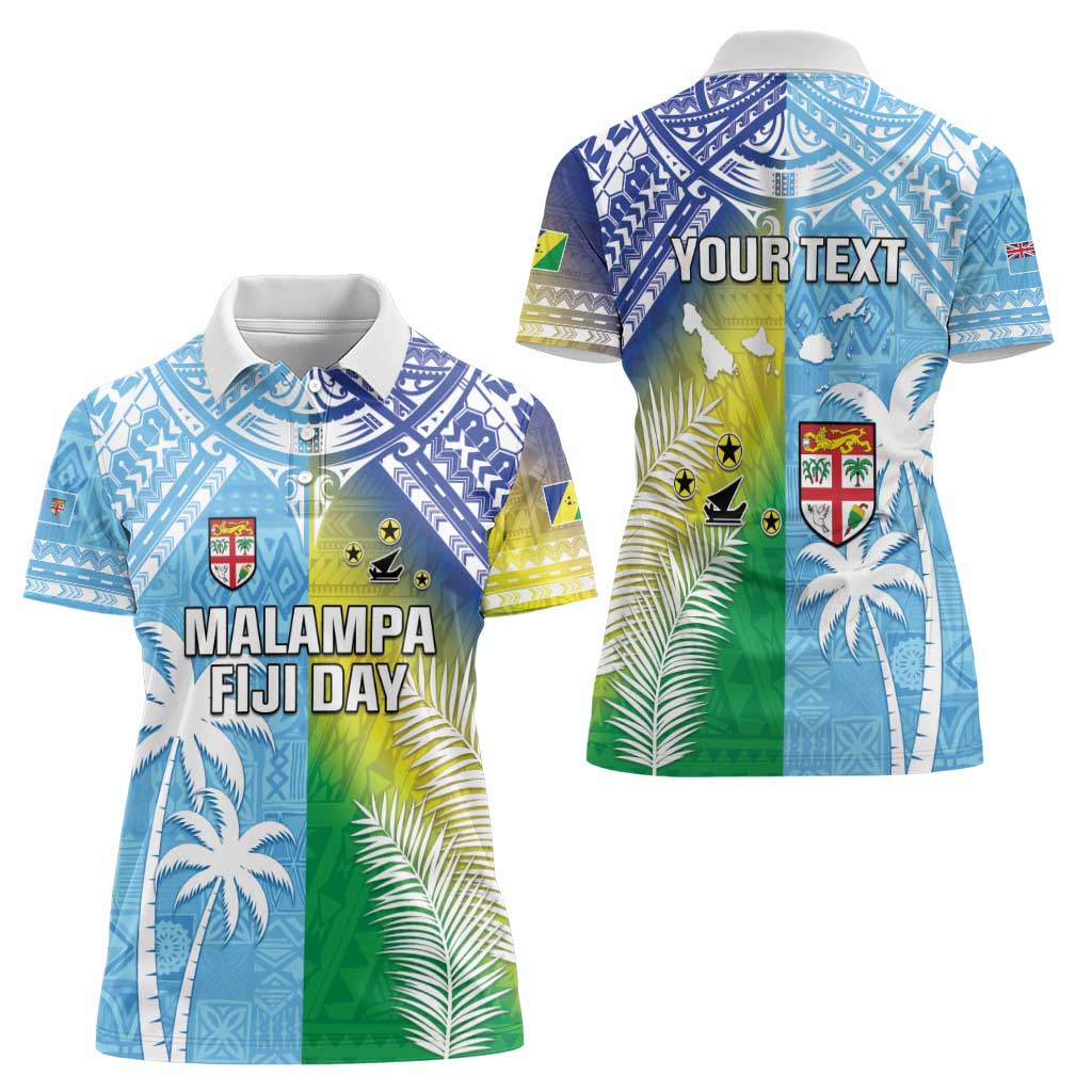 Personalised Happy Malampa Fiji Day Women Polo Shirt Half Mix Style