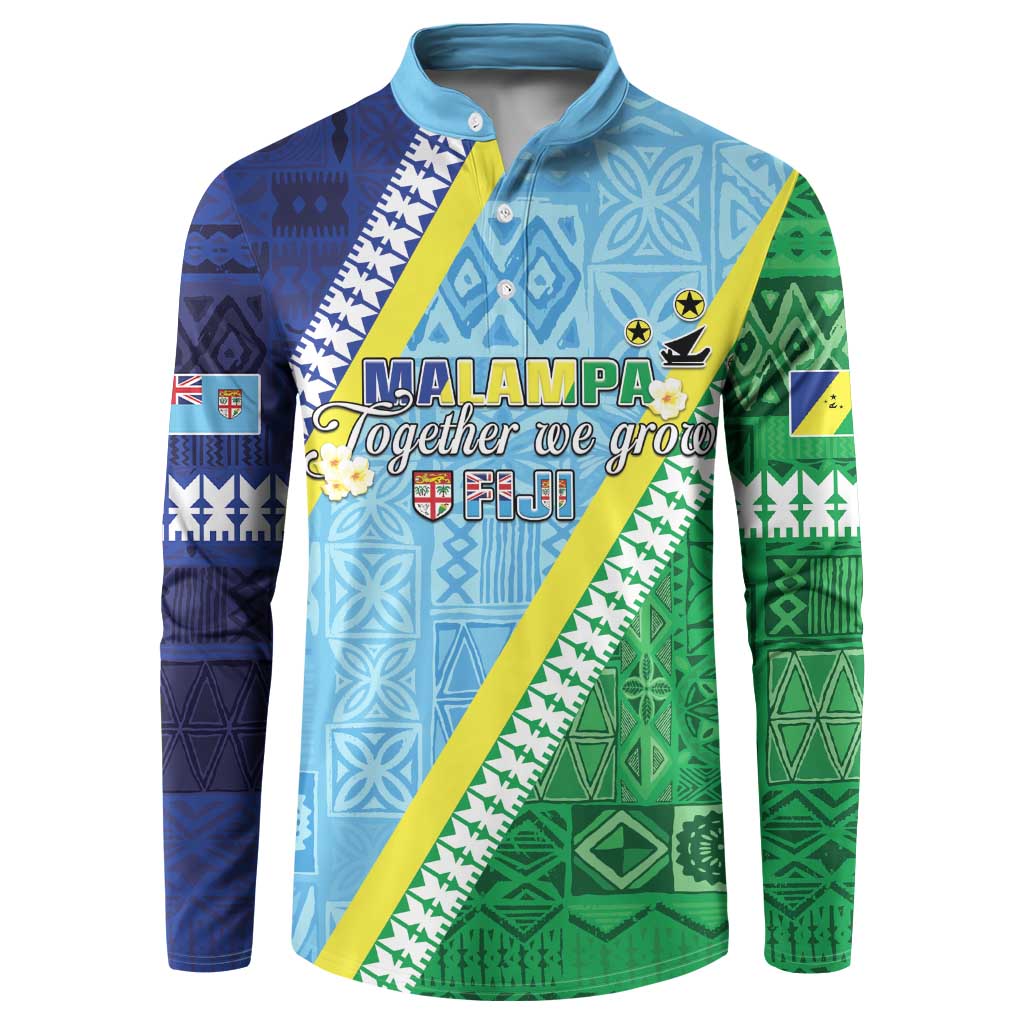 Love Malampa Fiji Day Button Sweatshirt Together We Grow LT05 Blue - Polynesian Pride