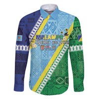 Love Malampa Fiji Day Family Matching Mermaid Dress and Hawaiian Shirt Together We Grow LT05 Dad's Shirt - Long Sleeve Blue - Polynesian Pride