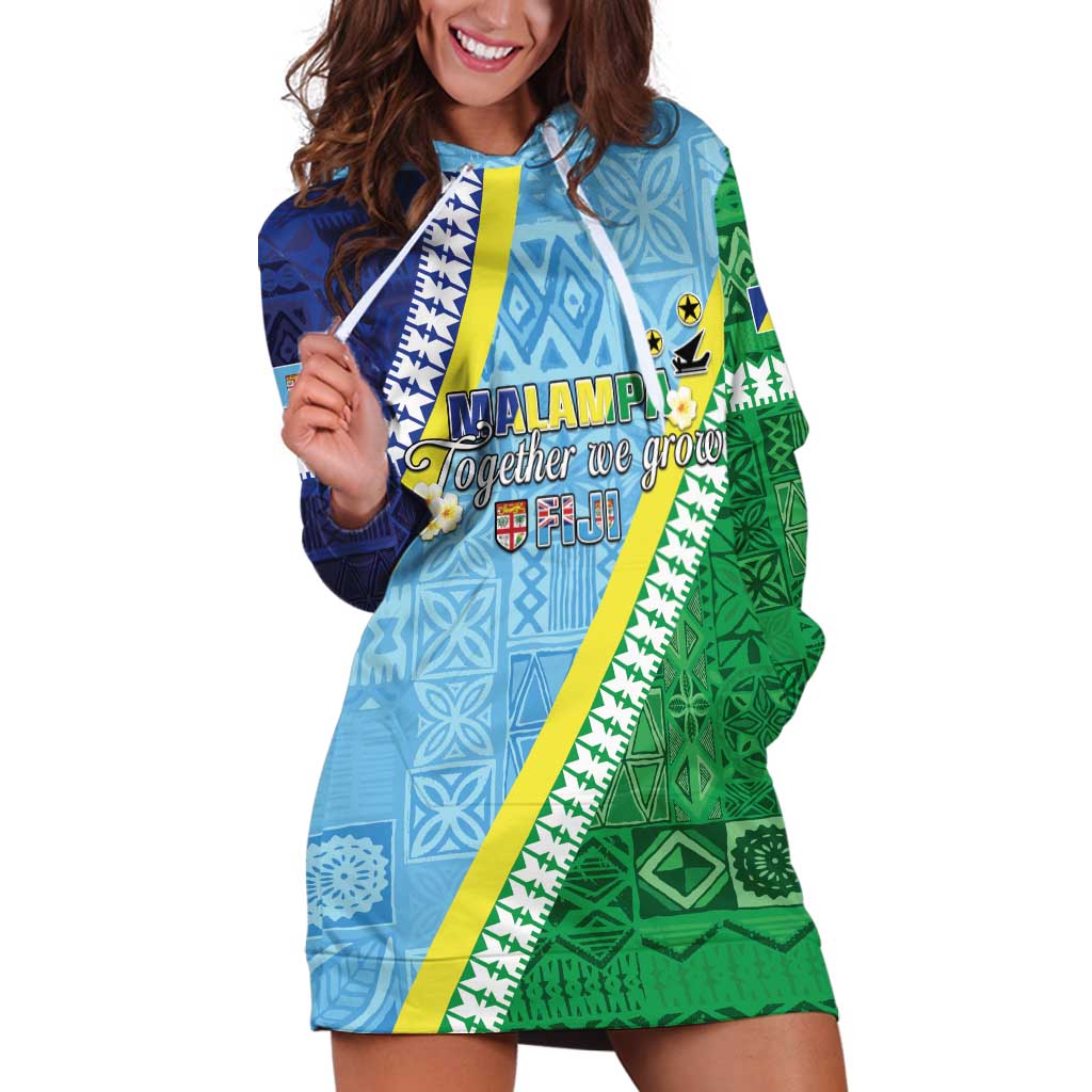 Love Malampa Fiji Day Hoodie Dress Together We Grow LT05 Blue - Polynesian Pride