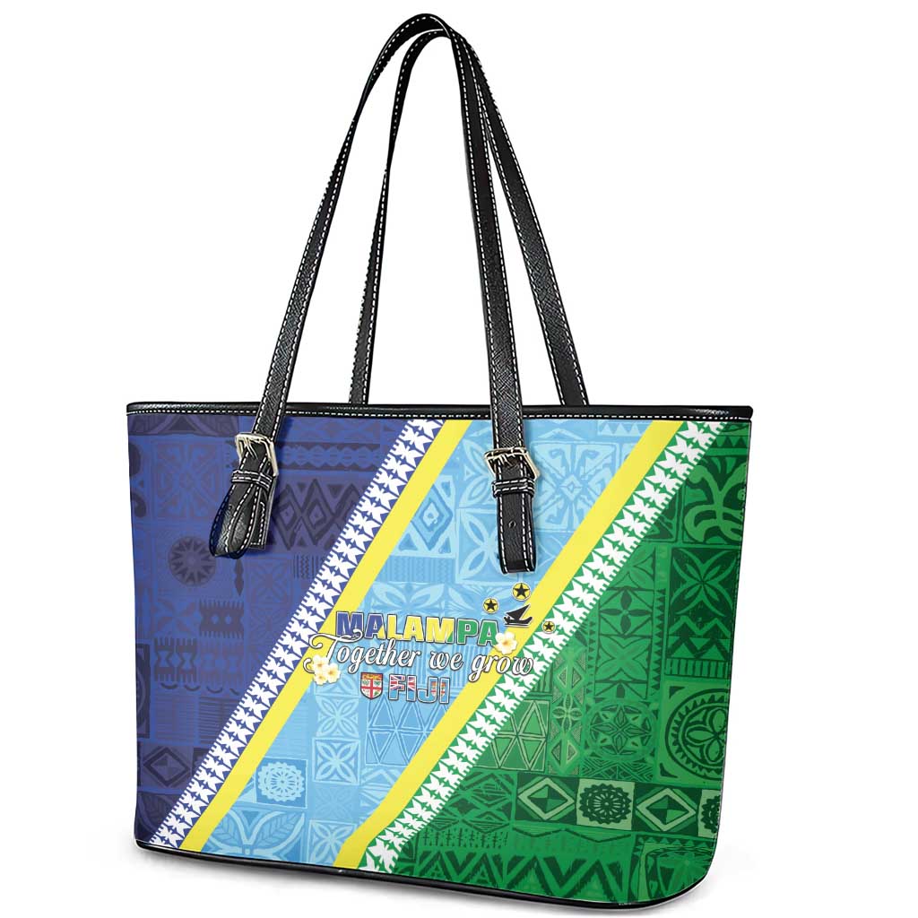 Love Malampa Fiji Day Leather Tote Bag Together We Grow LT05 - Polynesian Pride