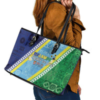 Love Malampa Fiji Day Leather Tote Bag Together We Grow LT05 - Polynesian Pride