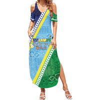 Love Malampa Fiji Day Summer Maxi Dress Together We Grow LT05 Women Blue - Polynesian Pride