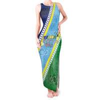 Love Malampa Fiji Day Tank Maxi Dress Together We Grow LT05 Women Blue - Polynesian Pride