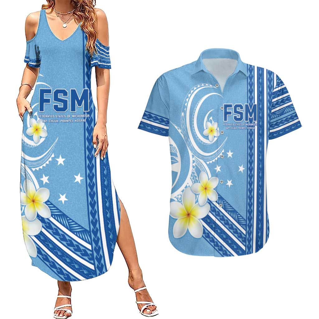 Personalised Federated States of Micronesia Couples Matching Summer Maxi Dress and Hawaiian Shirt Happy 38th Independence Anniversary