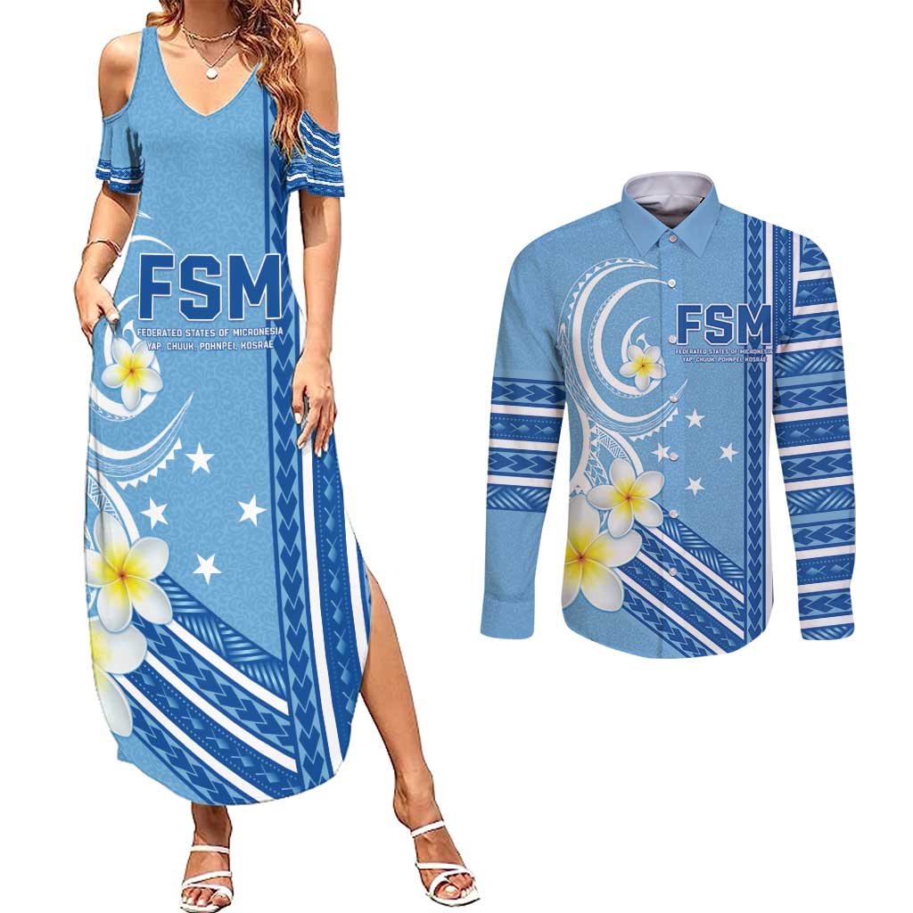 Personalised Federated States of Micronesia Couples Matching Summer Maxi Dress and Long Sleeve Button Shirt Happy 38th Independence Anniversary