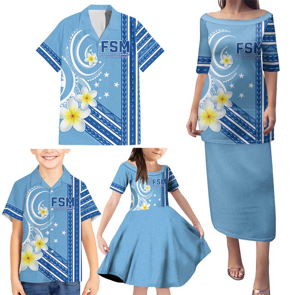 Personalised Federated States of Micronesia Family Matching Puletasi and Hawaiian Shirt Happy 38th Independence Anniversary