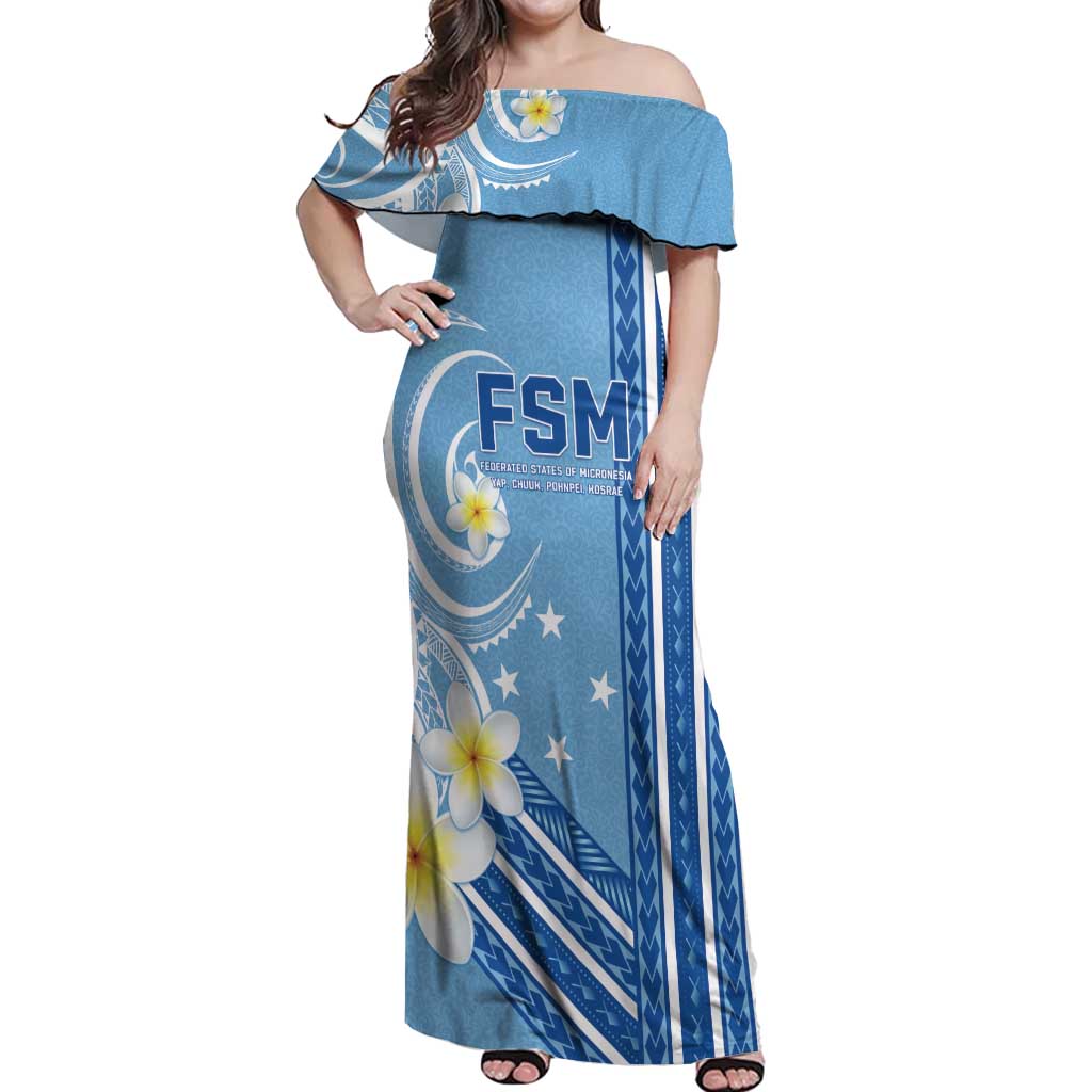 Personalised Federated States of Micronesia Off Shoulder Maxi Dress Happy 38th Independence Anniversary