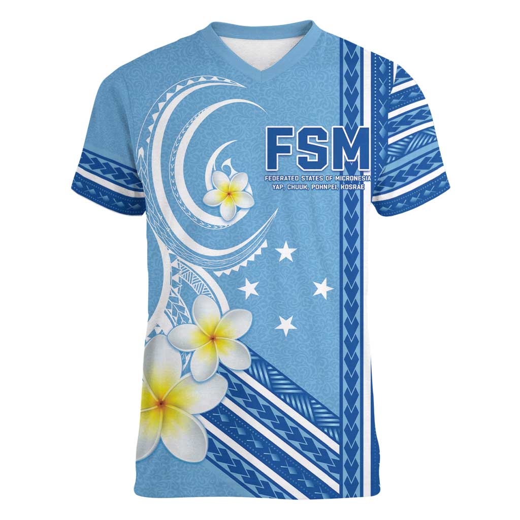 Personalised Federated States of Micronesia Women V-Neck T-Shirt Happy 38th Independence Anniversary