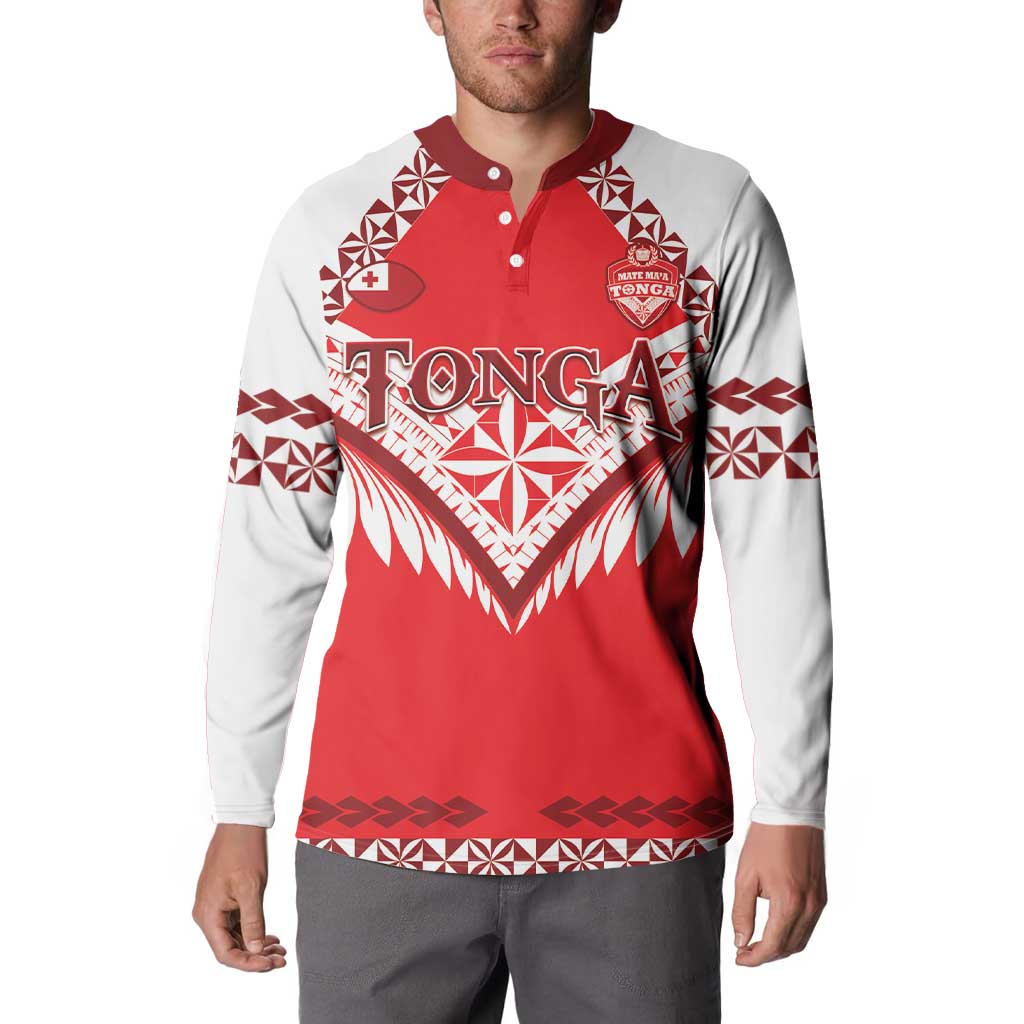 Custom Tonga Mate Maa Rugby Button Sweatshirt Go Champions LT05 - Polynesian Pride
