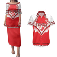 Custom Tonga Mate Maa Rugby Couples Matching Puletasi and Hawaiian Shirt Go Champions LT05 Red - Polynesian Pride