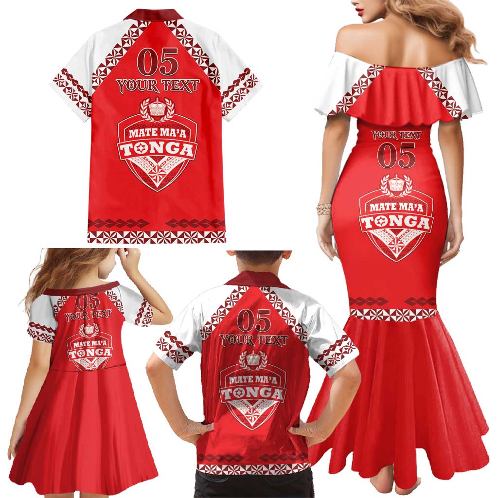 Custom Tonga Mate Maa Rugby Family Matching Mermaid Dress and Hawaiian Shirt Go Champions