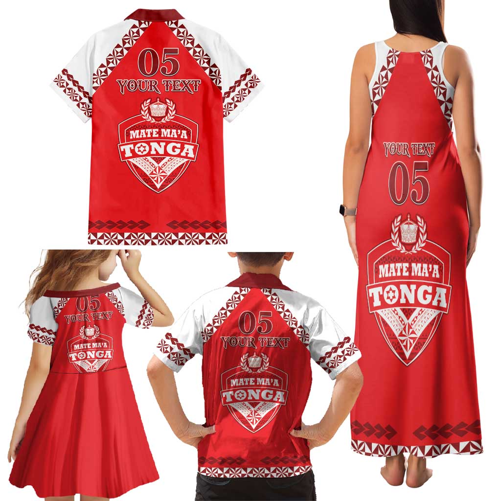 Custom Tonga Mate Maa Rugby Family Matching Tank Maxi Dress and Hawaiian Shirt Go Champions