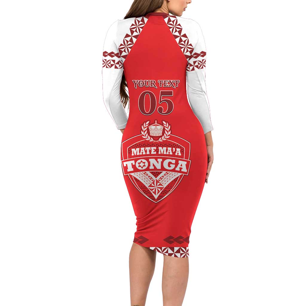 Custom Tonga Mate Maa Rugby Long Sleeve Bodycon Dress Go Champions