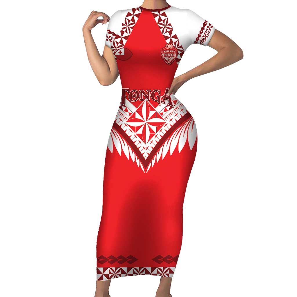 Custom Tonga Mate Maa Rugby Short Sleeve Bodycon Dress Go Champions