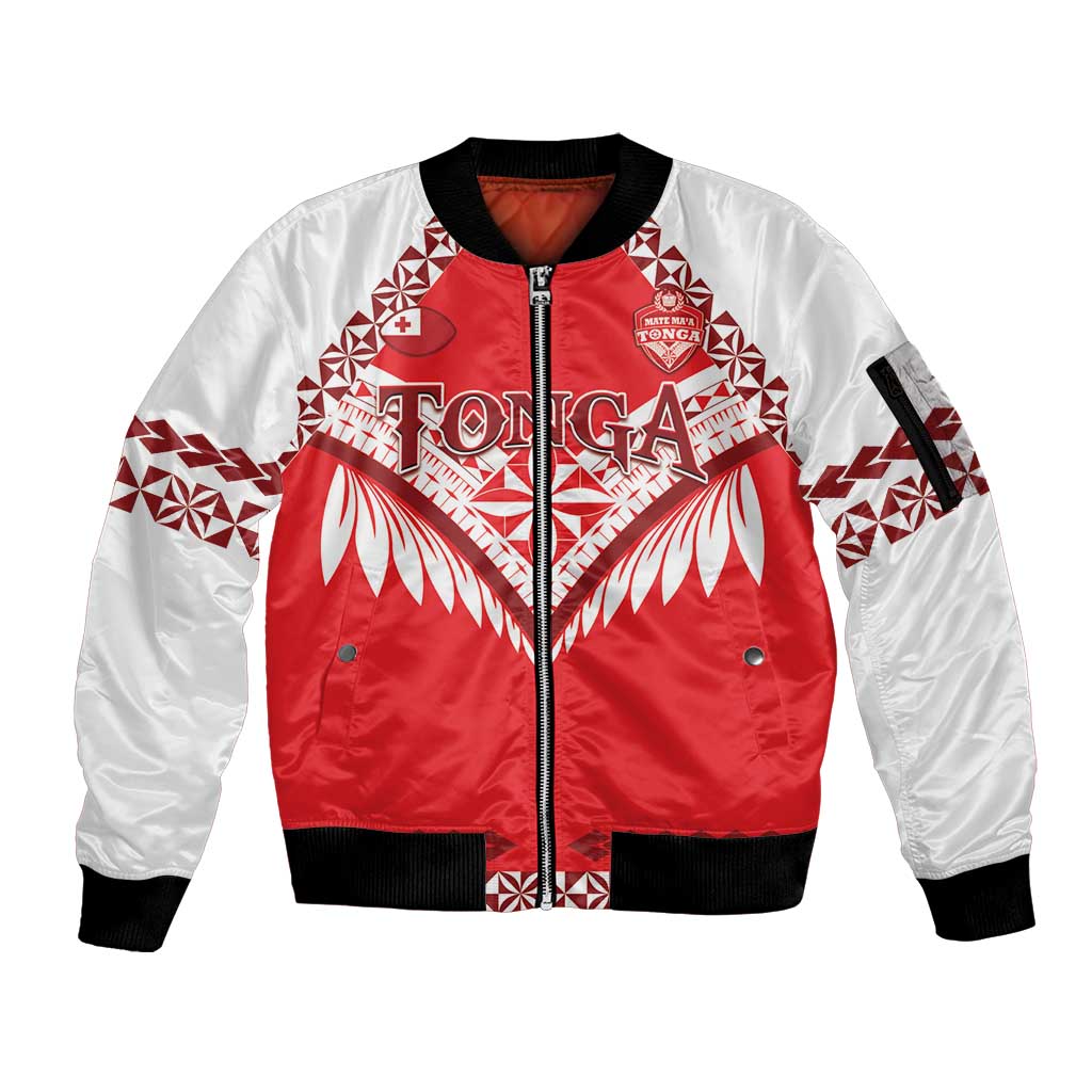 Custom Tonga Mate Maa Rugby Sleeve Zip Bomber Jacket Go Champions