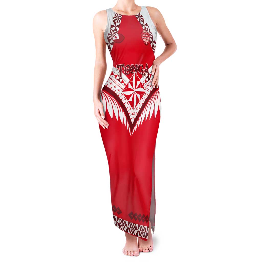 Custom Tonga Mate Maa Rugby Tank Maxi Dress Go Champions LT05 Women Red - Polynesian Pride
