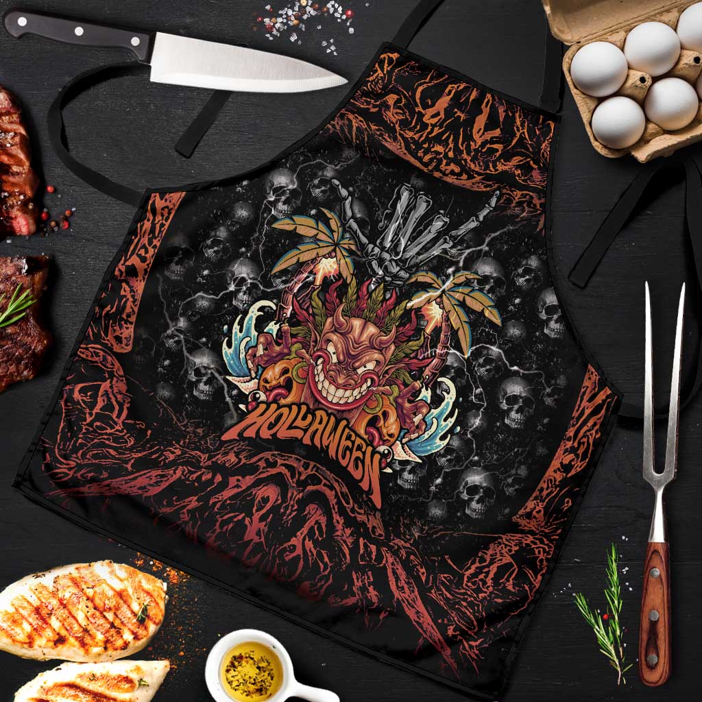 Aloha Halloween Apron Horror Tiki Heavy Metal Style - Polynesian Pride