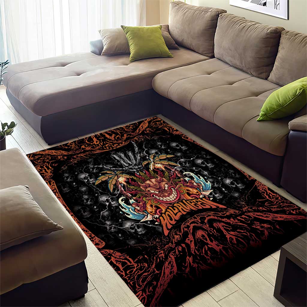 Aloha Halloween Area Rug Horror Tiki Heavy Metal Style - Polynesian Pride