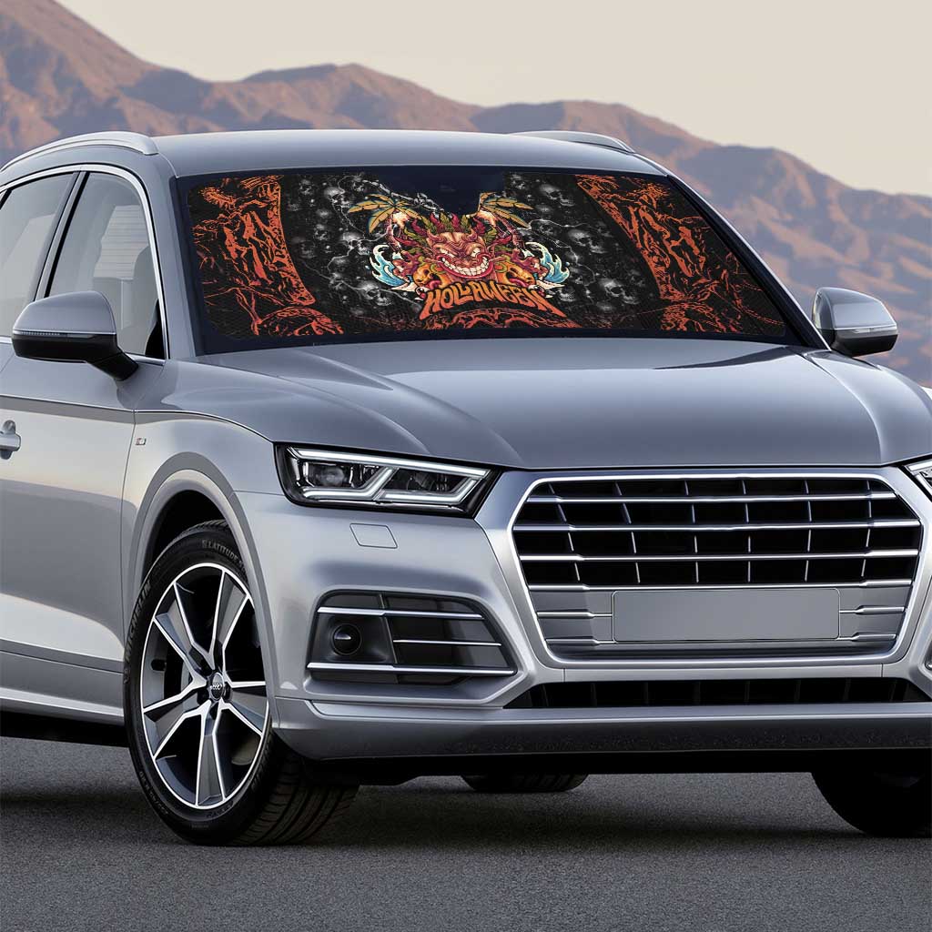 Aloha Halloween Auto Sun Shade Horror Tiki Heavy Metal Style - Polynesian Pride