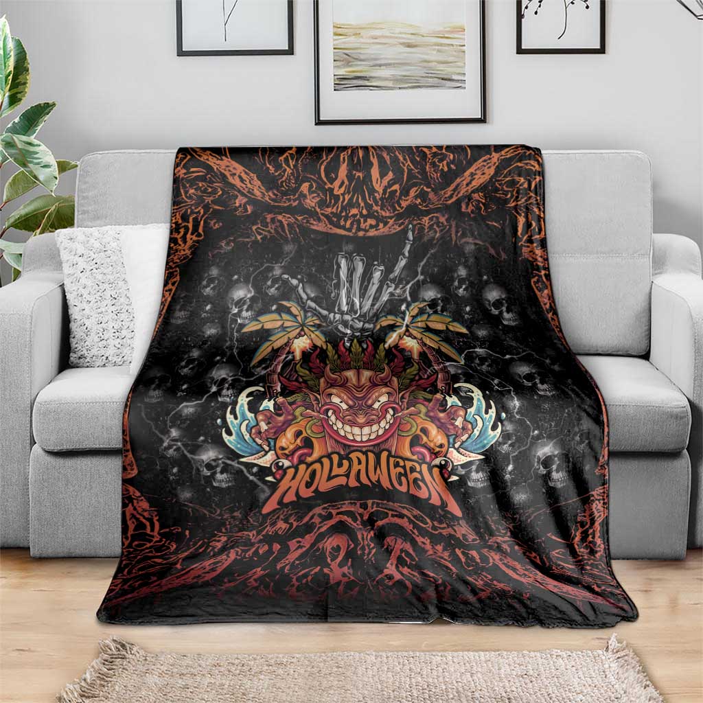 Aloha Halloween Blanket Horror Tiki Heavy Metal Style - Polynesian Pride