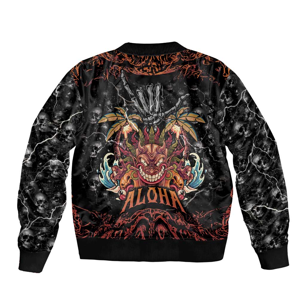 Aloha Halloween Bomber Jacket Horror Tiki Heavy Metal Style - Polynesian Pride