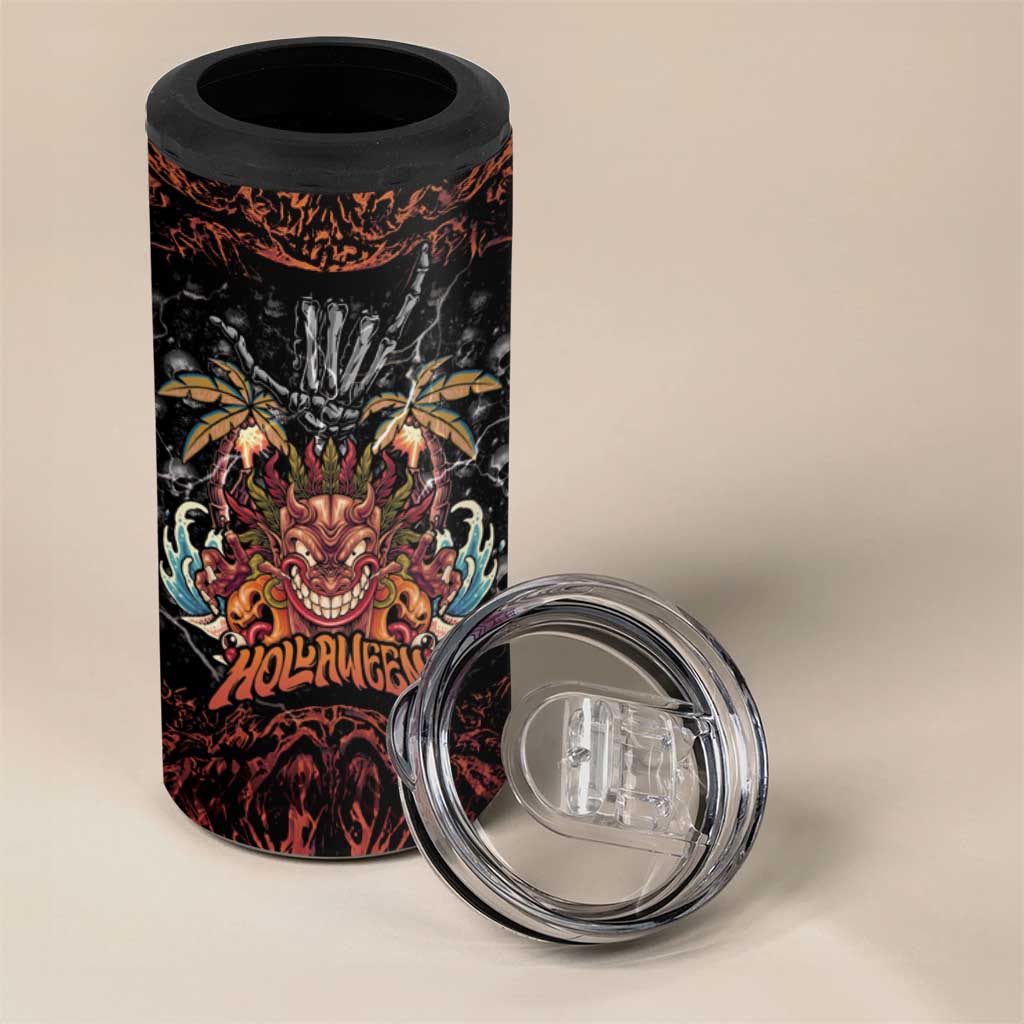 Aloha Halloween 4 in 1 Can Cooler Tumbler Horror Tiki Heavy Metal Style - Polynesian Pride