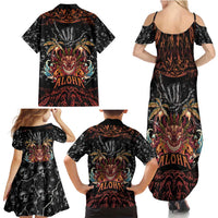 Aloha Halloween Family Matching Summer Maxi Dress and Hawaiian Shirt Horror Tiki Heavy Metal Style - Polynesian Pride