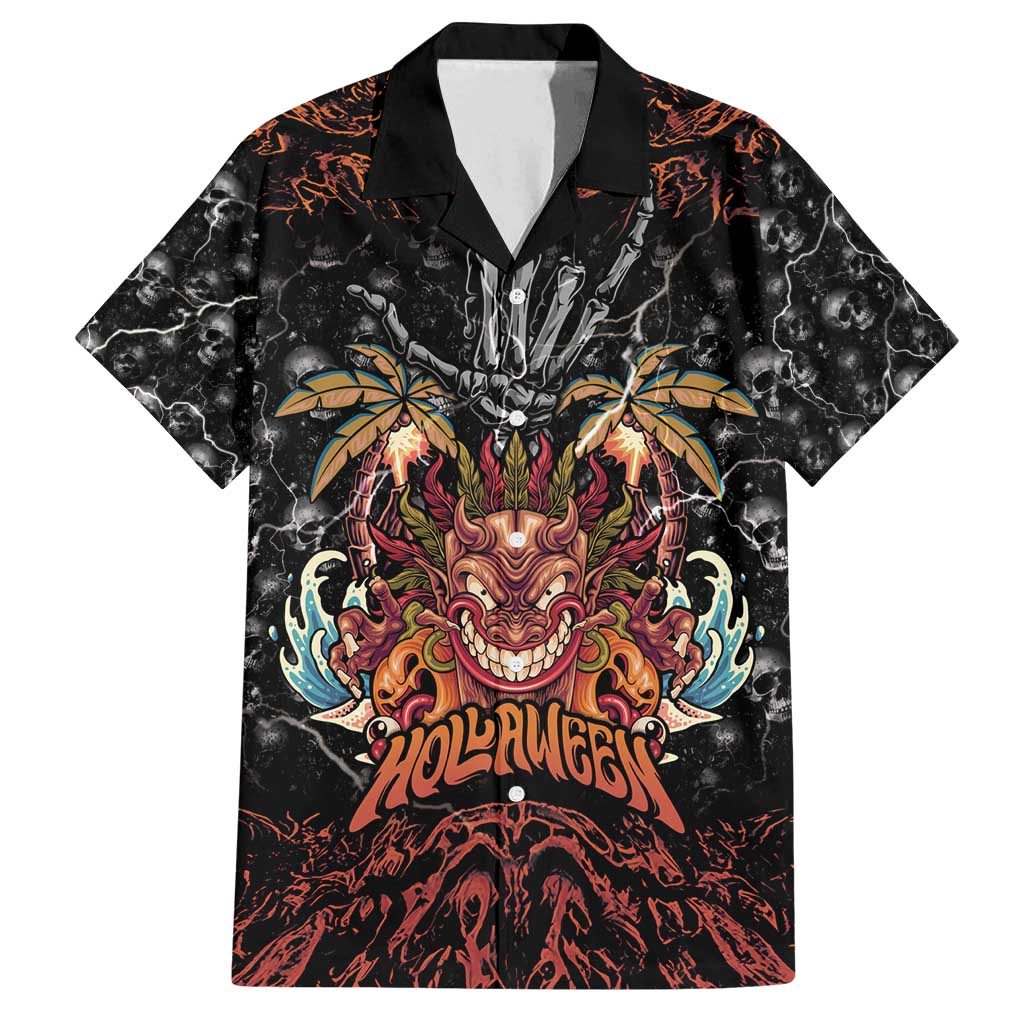 Aloha Halloween Family Matching Summer Maxi Dress and Hawaiian Shirt Horror Tiki Heavy Metal Style - Polynesian Pride