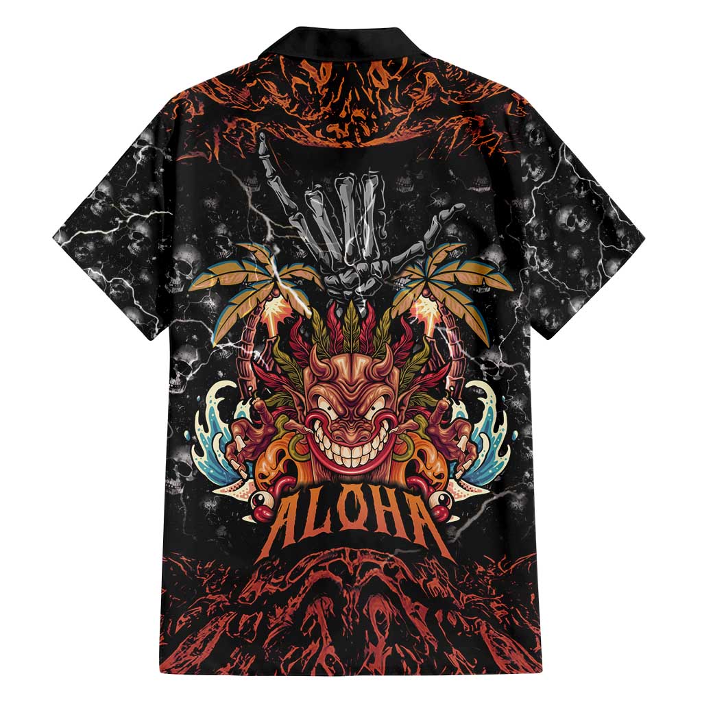 Aloha Halloween Family Matching Tank Maxi Dress and Hawaiian Shirt Horror Tiki Heavy Metal Style - Polynesian Pride
