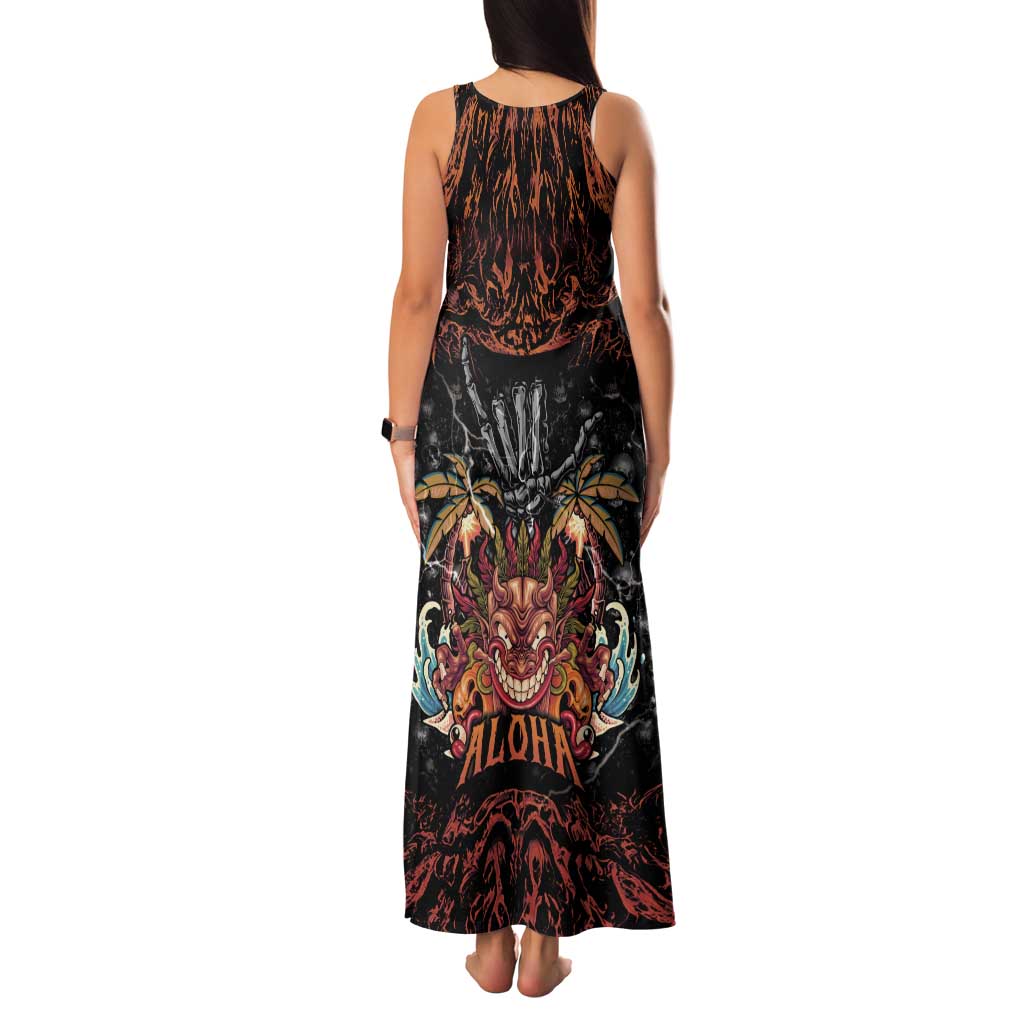 Aloha Halloween Family Matching Tank Maxi Dress and Hawaiian Shirt Horror Tiki Heavy Metal Style - Polynesian Pride