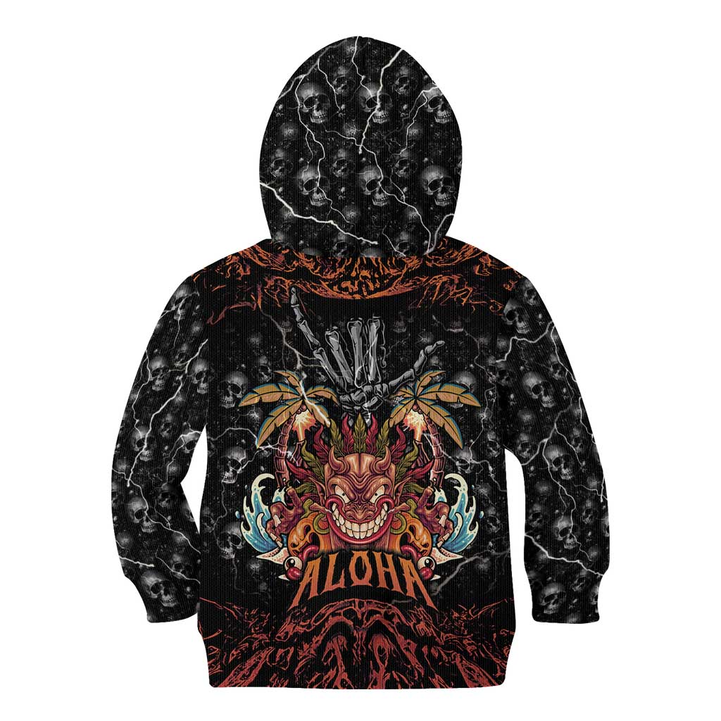 Aloha Halloween Kid Hoodie Horror Tiki Heavy Metal Style - Polynesian Pride