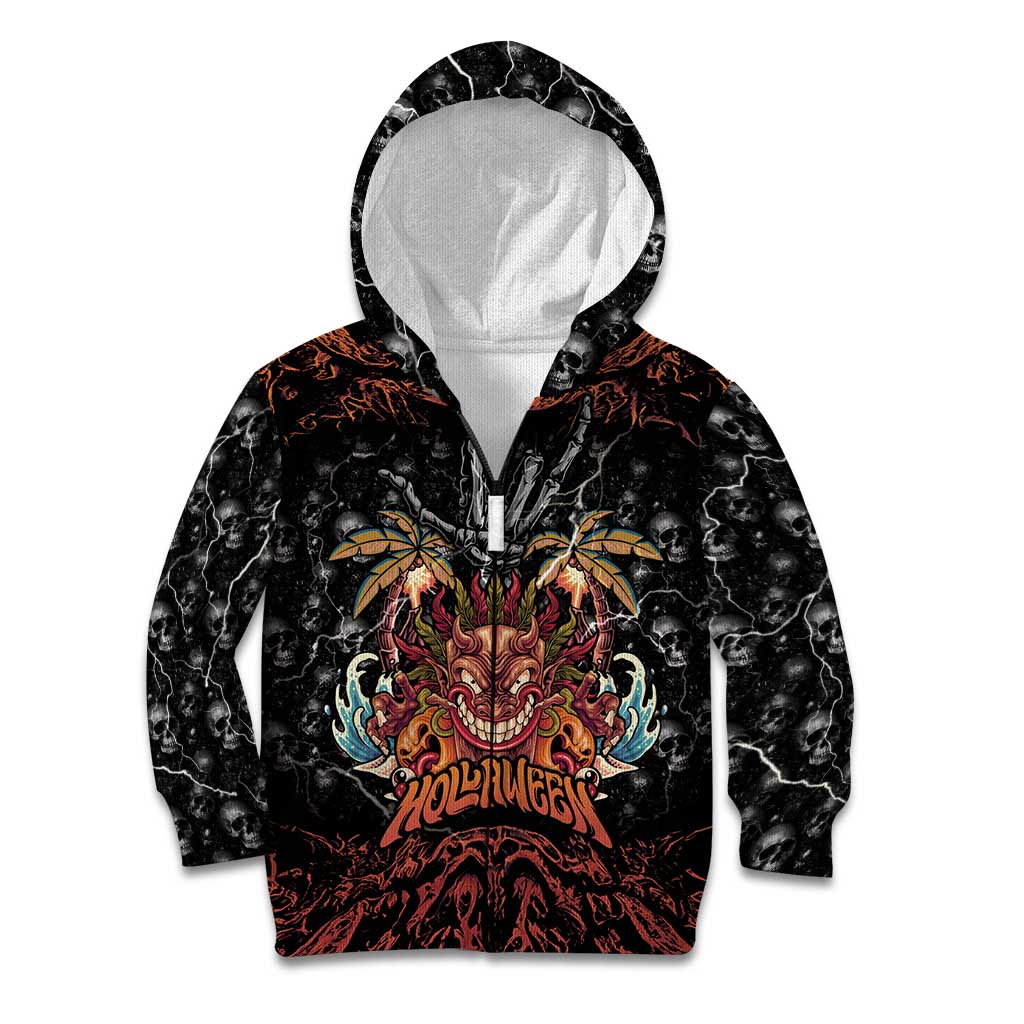 Aloha Halloween Kid Hoodie Horror Tiki Heavy Metal Style - Polynesian Pride