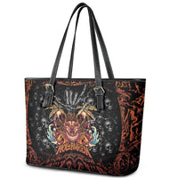 Aloha Halloween Leather Tote Bag Horror Tiki Heavy Metal Style - Polynesian Pride