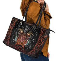 Aloha Halloween Leather Tote Bag Horror Tiki Heavy Metal Style - Polynesian Pride
